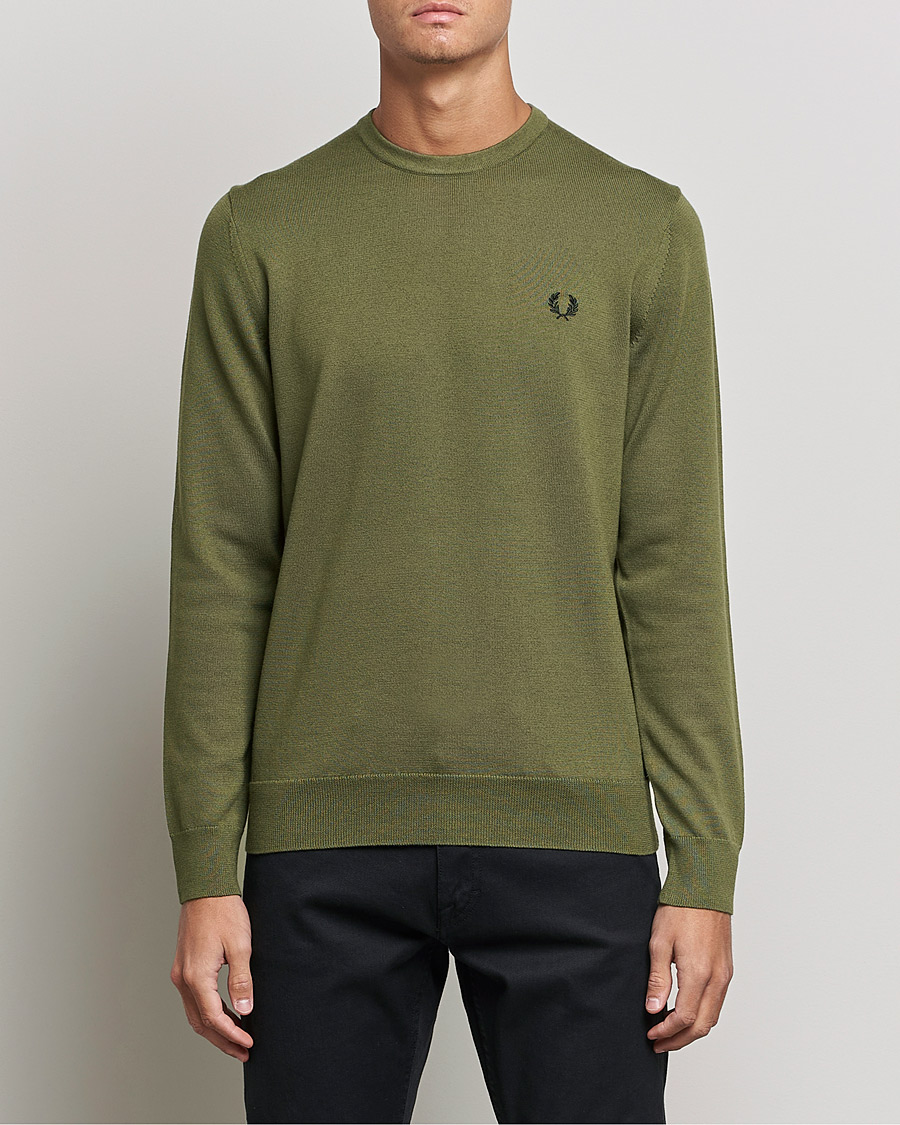 Herre | Gensere | Fred Perry | Classic Crew Neck Jumper Uniform Green