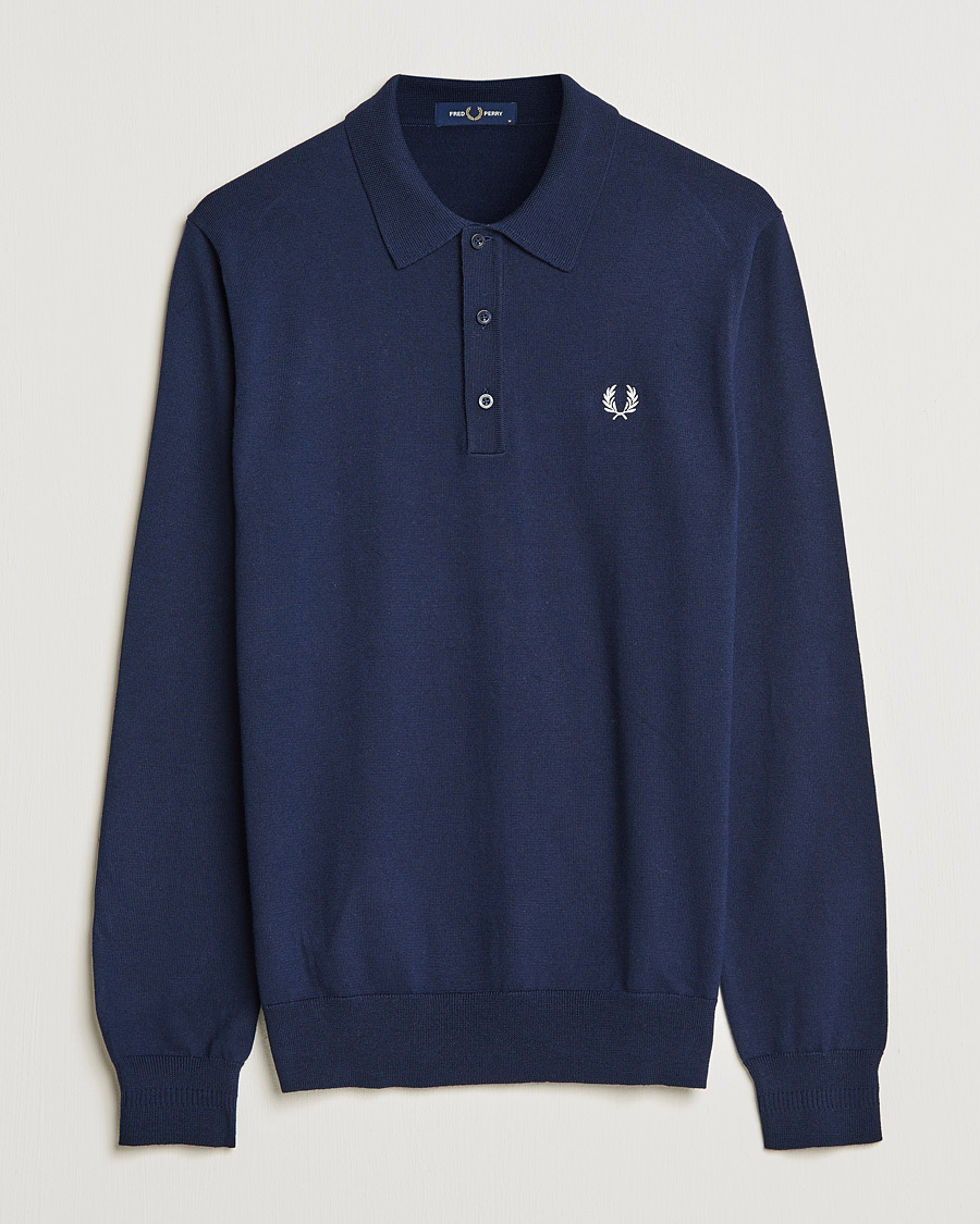 Herre | Gensere | Fred Perry | Long Sleeve Knitted Shirt Navy