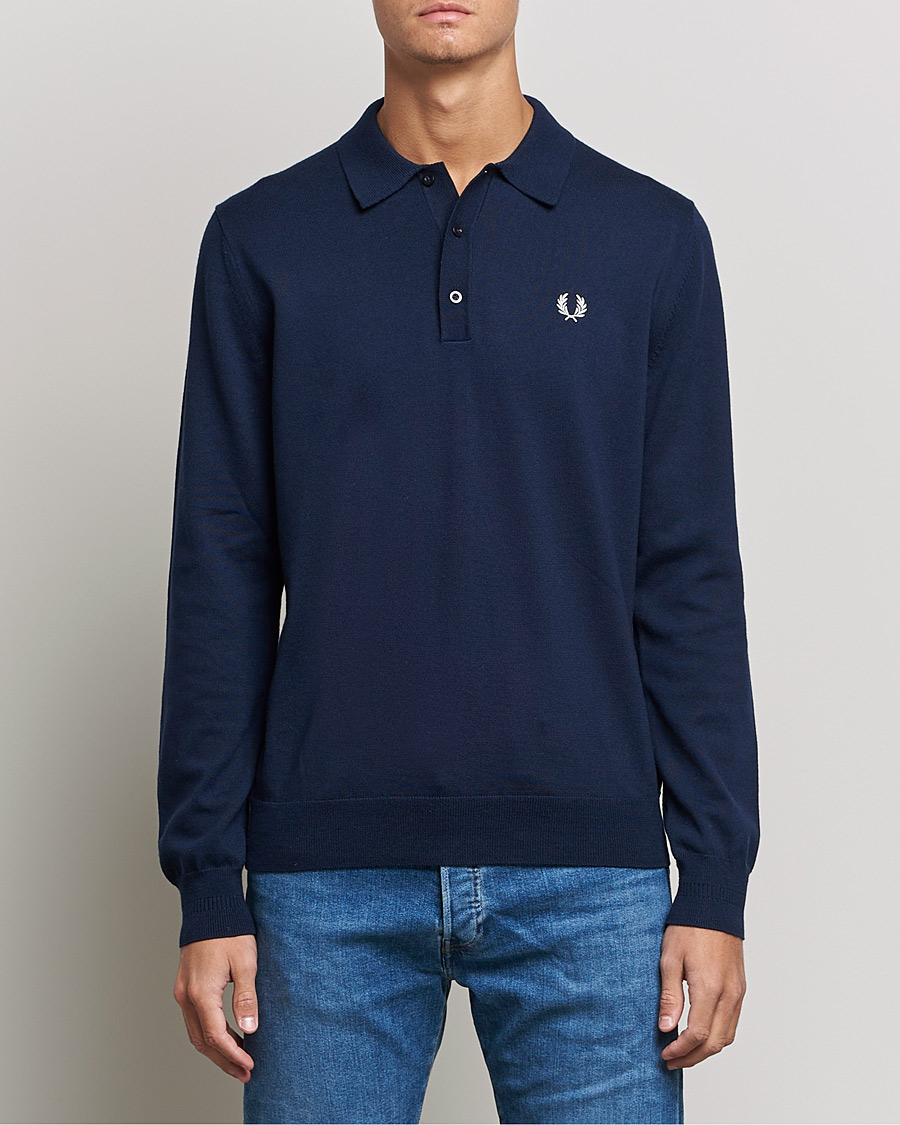 Herre | Gensere | Fred Perry | Long Sleeve Knitted Shirt Navy