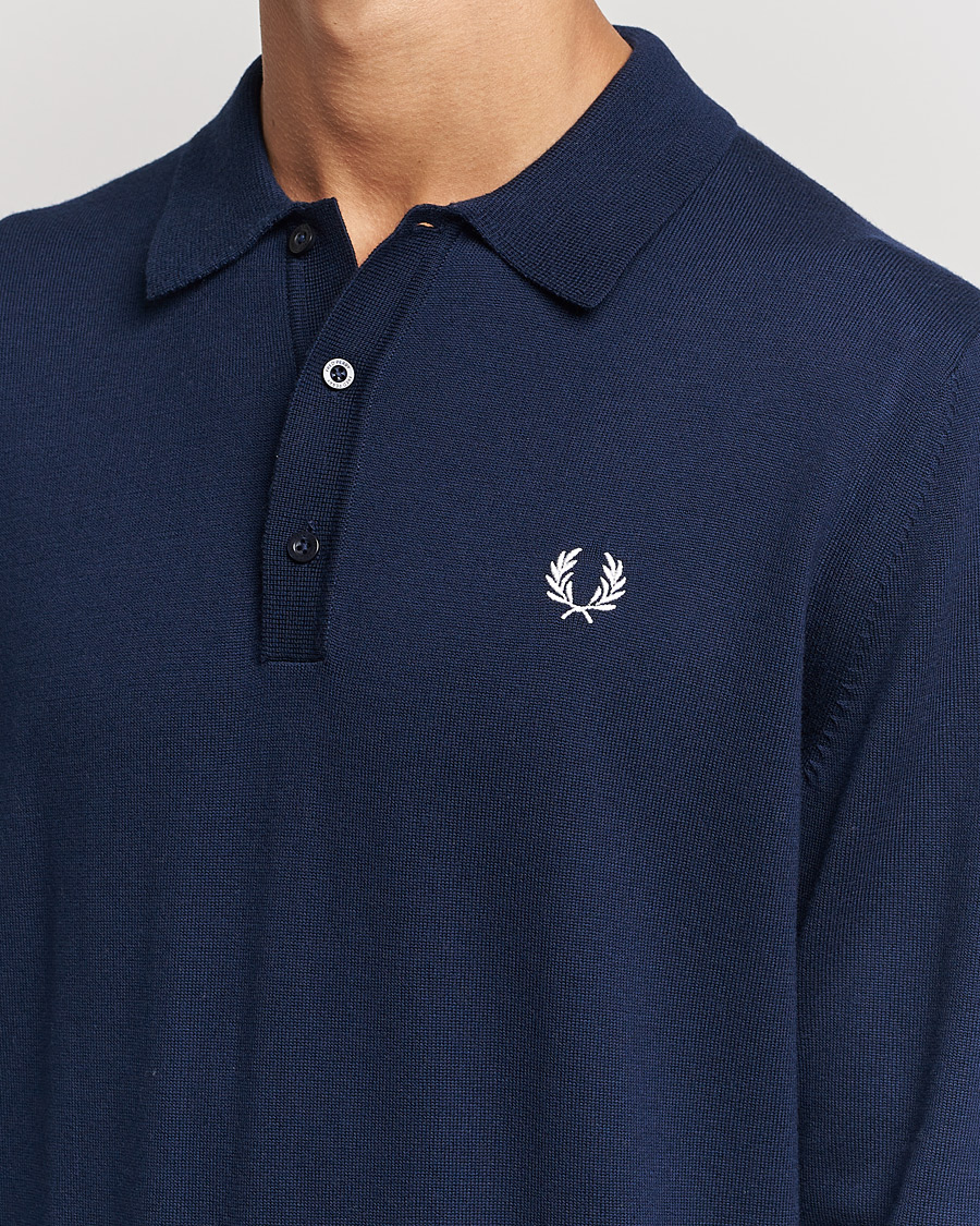 Herre | Gensere | Fred Perry | Long Sleeve Knitted Shirt Navy