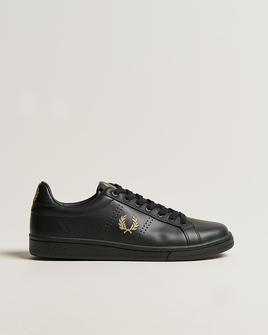 Herre |  | Fred Perry | B721 Leather Tab Sneaker Black Gold