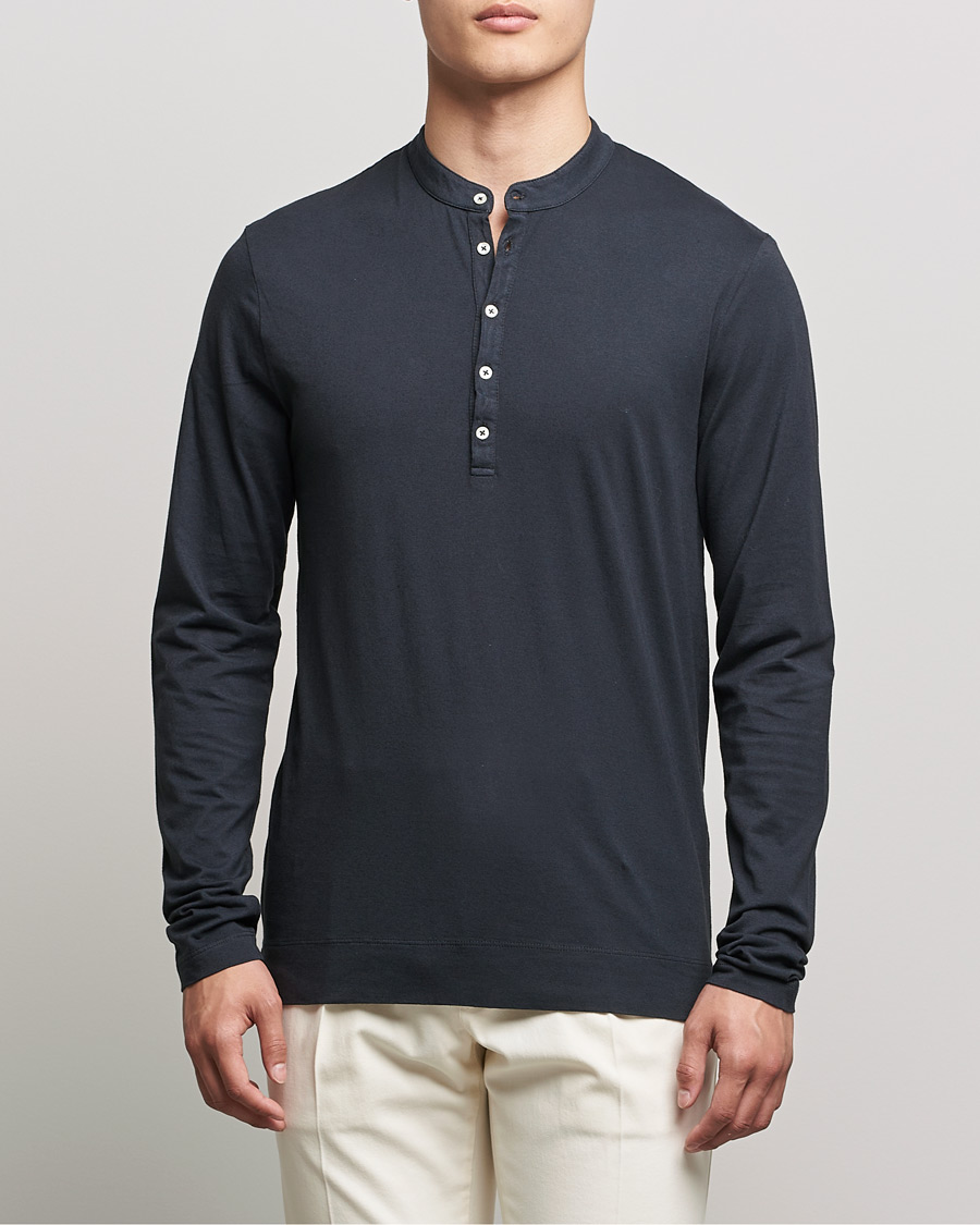 Herre | Gensere | Massimo Alba | Hawai Cotton/Cashmere Henley Washed Black