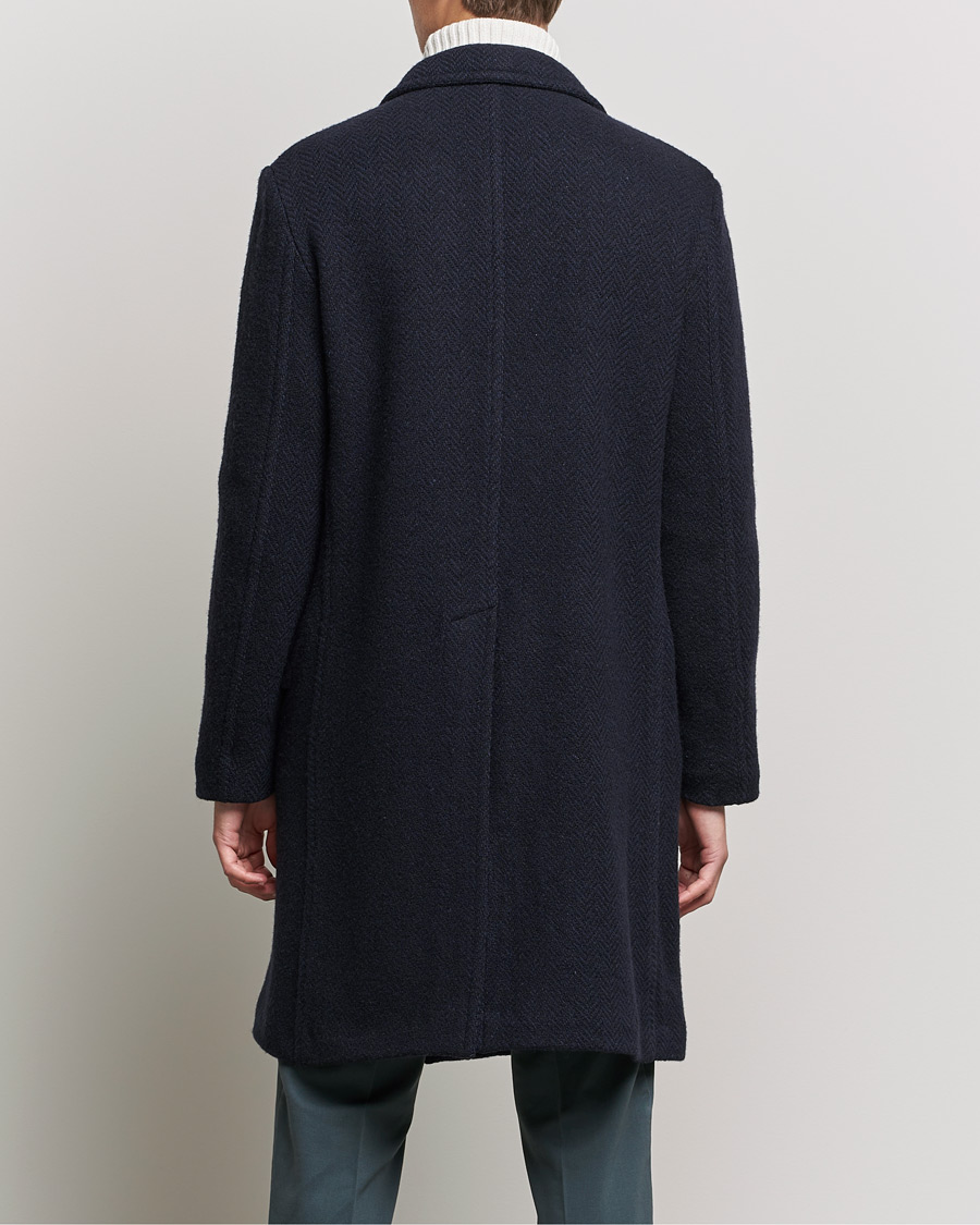 Herre | Jakker | Massimo Alba | Oversize Wool Herringbone Coat Dark Navy