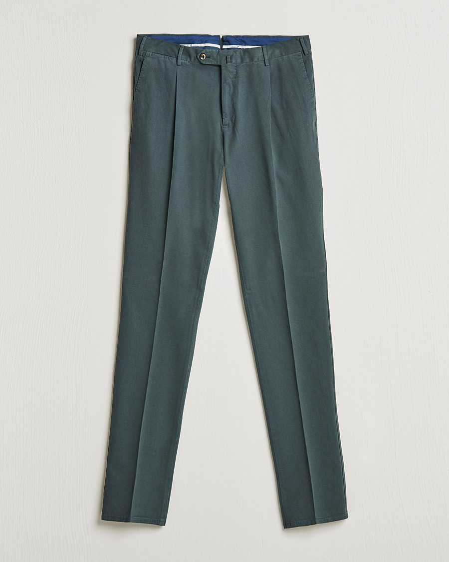 Herre | Bukser | PT01 | Slim Fit Pleated Cotton Stretch Chinos Dark Grey