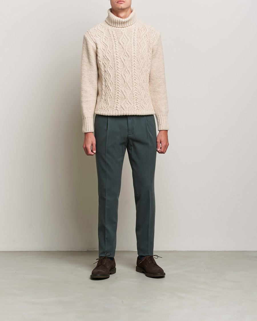 Herre | Bukser | PT01 | Slim Fit Pleated Cotton Stretch Chinos Dark Grey