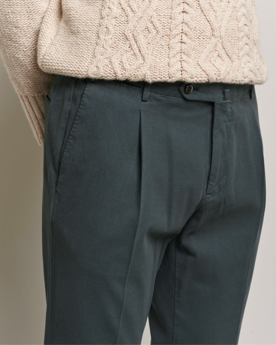 Herre | Bukser | PT01 | Slim Fit Pleated Cotton Stretch Chinos Dark Grey