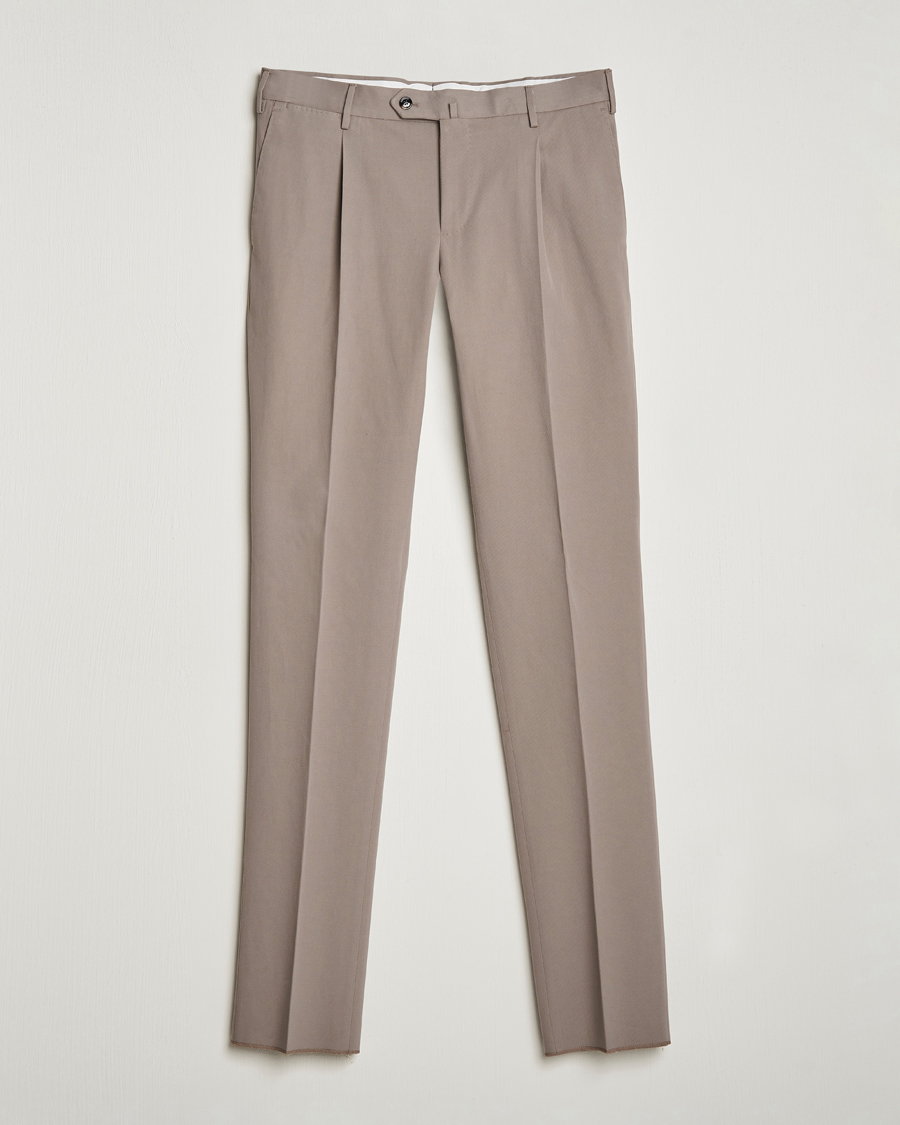 Herre | Bukser | PT01 | Slim Fit Pleated Cotton/Cashmere Chinos Beige