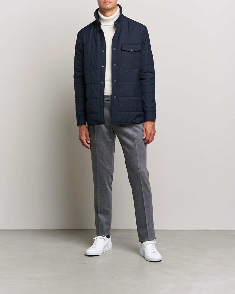 Herre | Bukser | PT01 | Slim Fit Pleated Flannel Trousers Light Grey