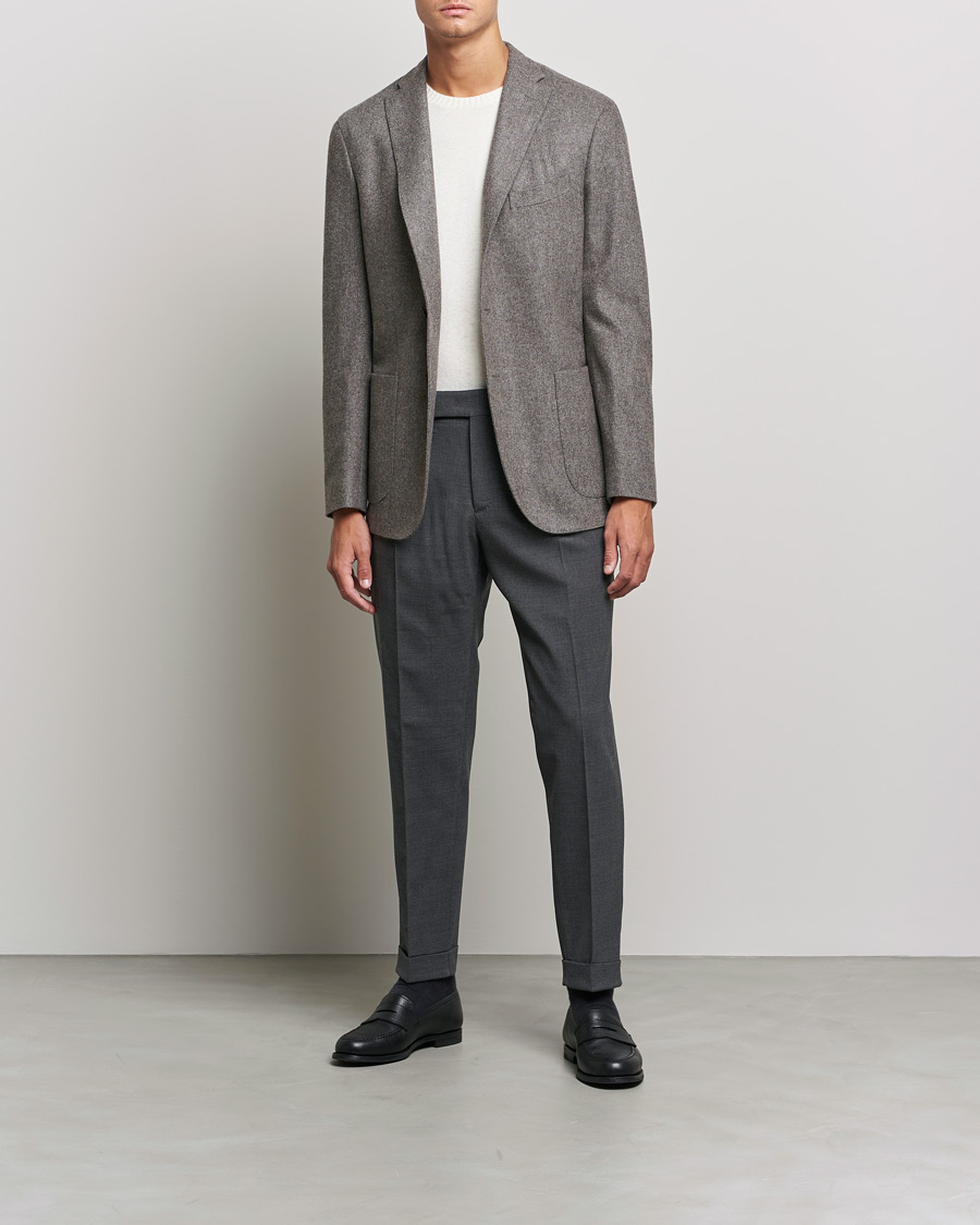 Herre | Bukser | PT01 | Slim Fit Pleated Wool Trousers Dark Grey