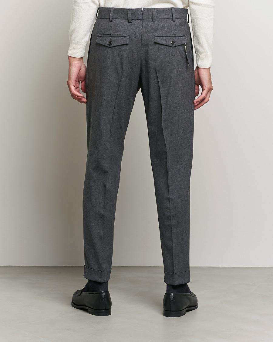 Herre | Bukser | PT01 | Slim Fit Pleated Wool Trousers Dark Grey