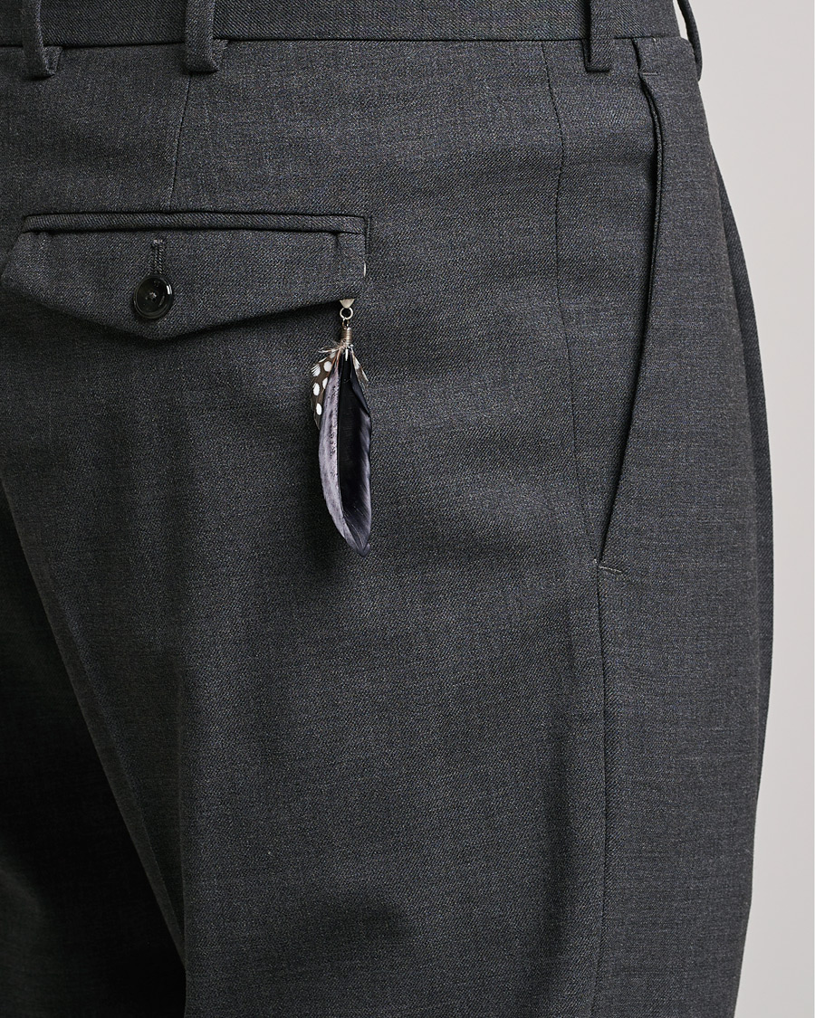 Herre | Bukser | PT01 | Slim Fit Pleated Wool Trousers Dark Grey