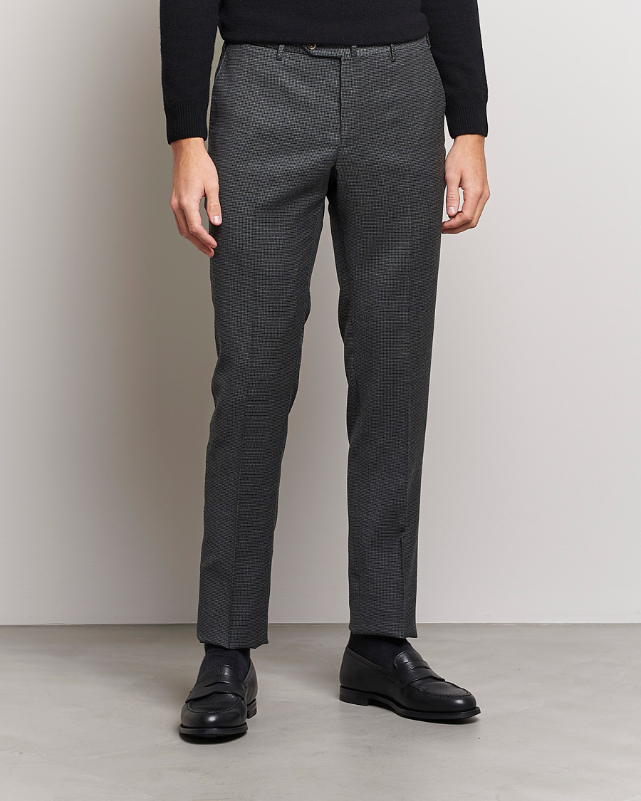 Herre |  | PT01 | Slim Fit Glencheck Wool Trousers Medium Grey
