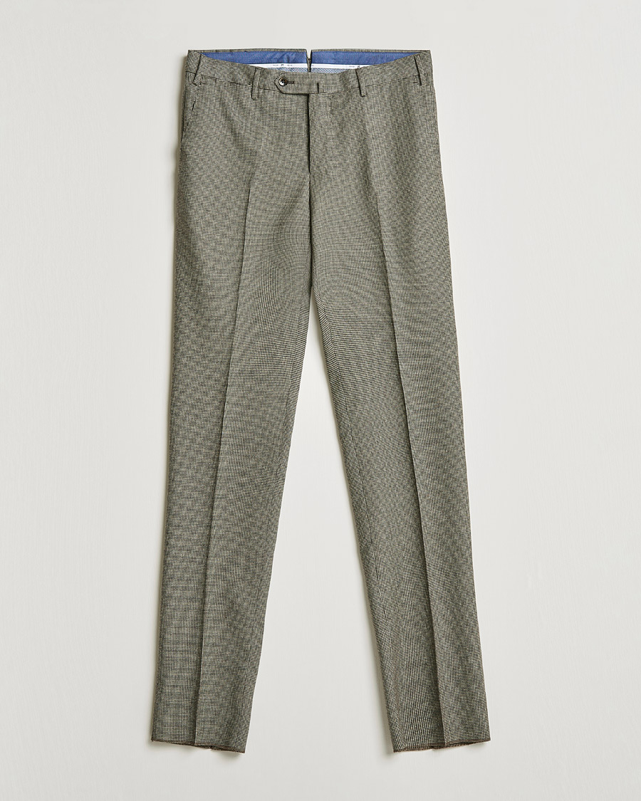 Herre |  | PT01 | Slim Fit Houndstooth Flannel Trousers Brown