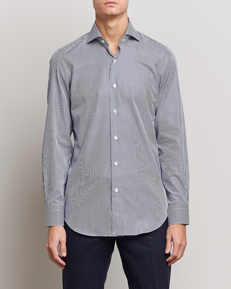 Herre | Skjorter | Finamore Napoli | Milano Slim Dress Shirt Light Blue Stripe
