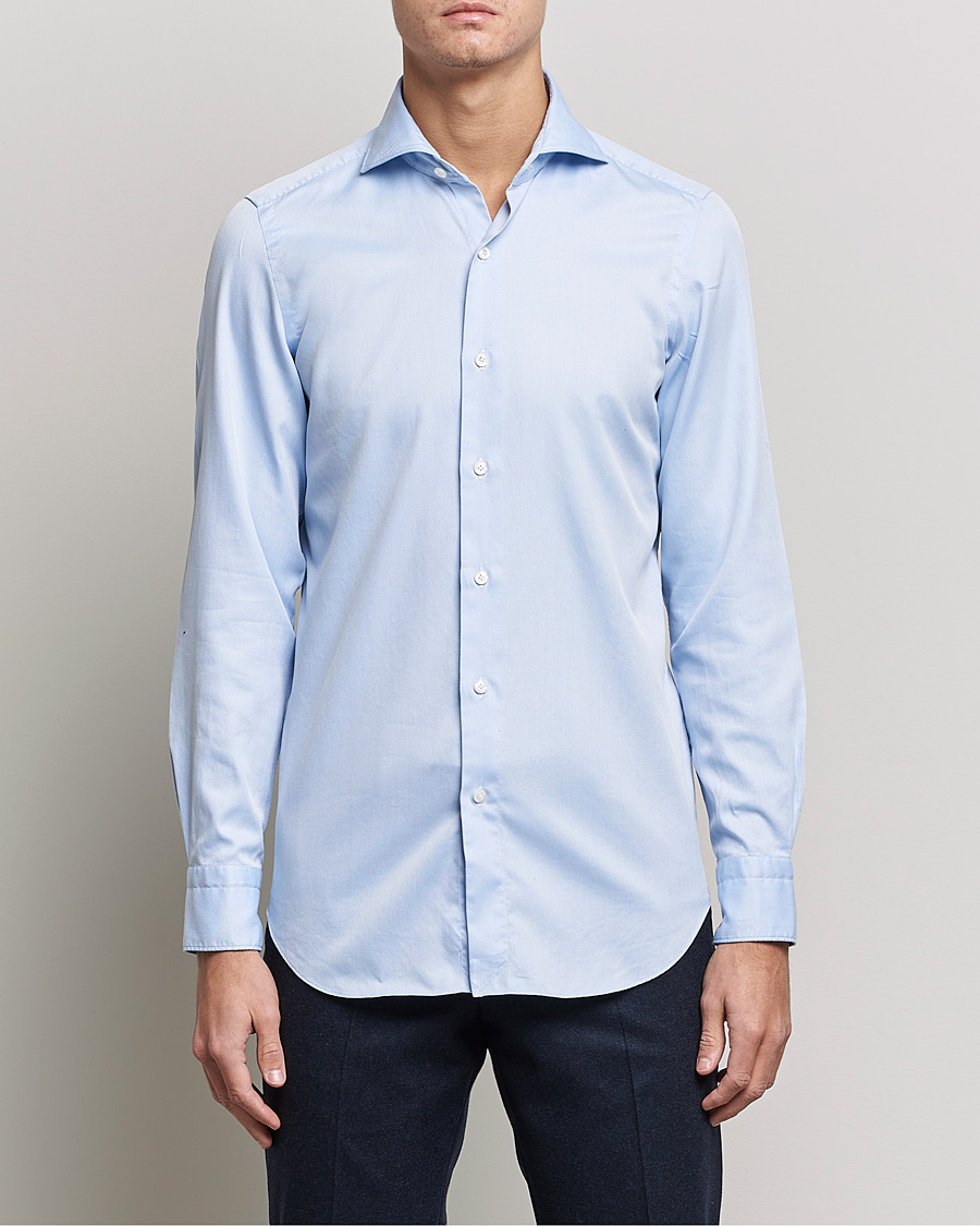 Herre |  | Finamore Napoli | Milano Slim Washed Dress Shirt Light Blue
