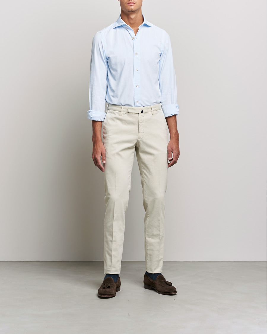 Herre | Skjorter | Finamore Napoli | Tokyo Slim Original Chambray Shirt Light Blue
