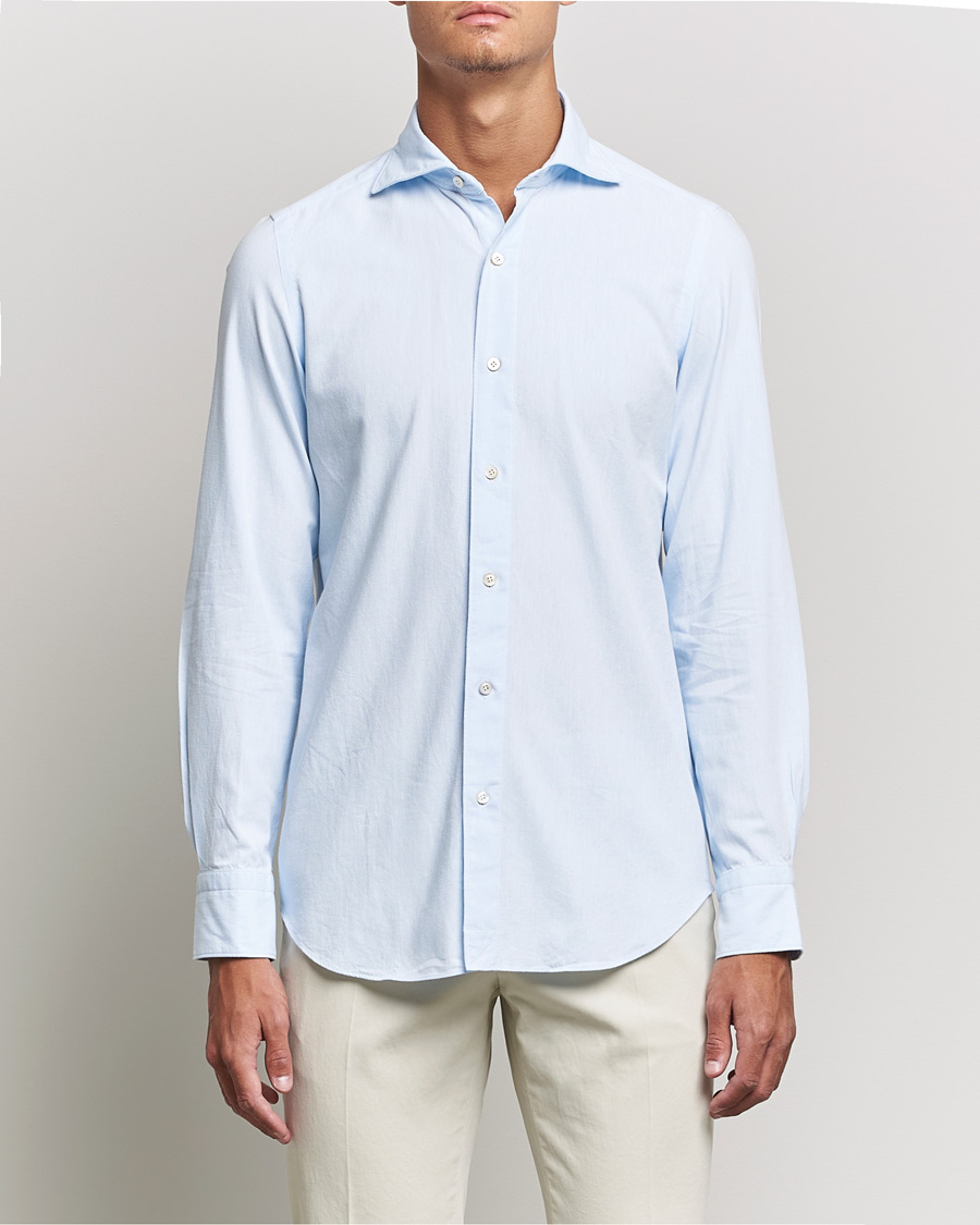 Herre |  | Finamore Napoli | Tokyo Slim Original Chambray Shirt Light Blue