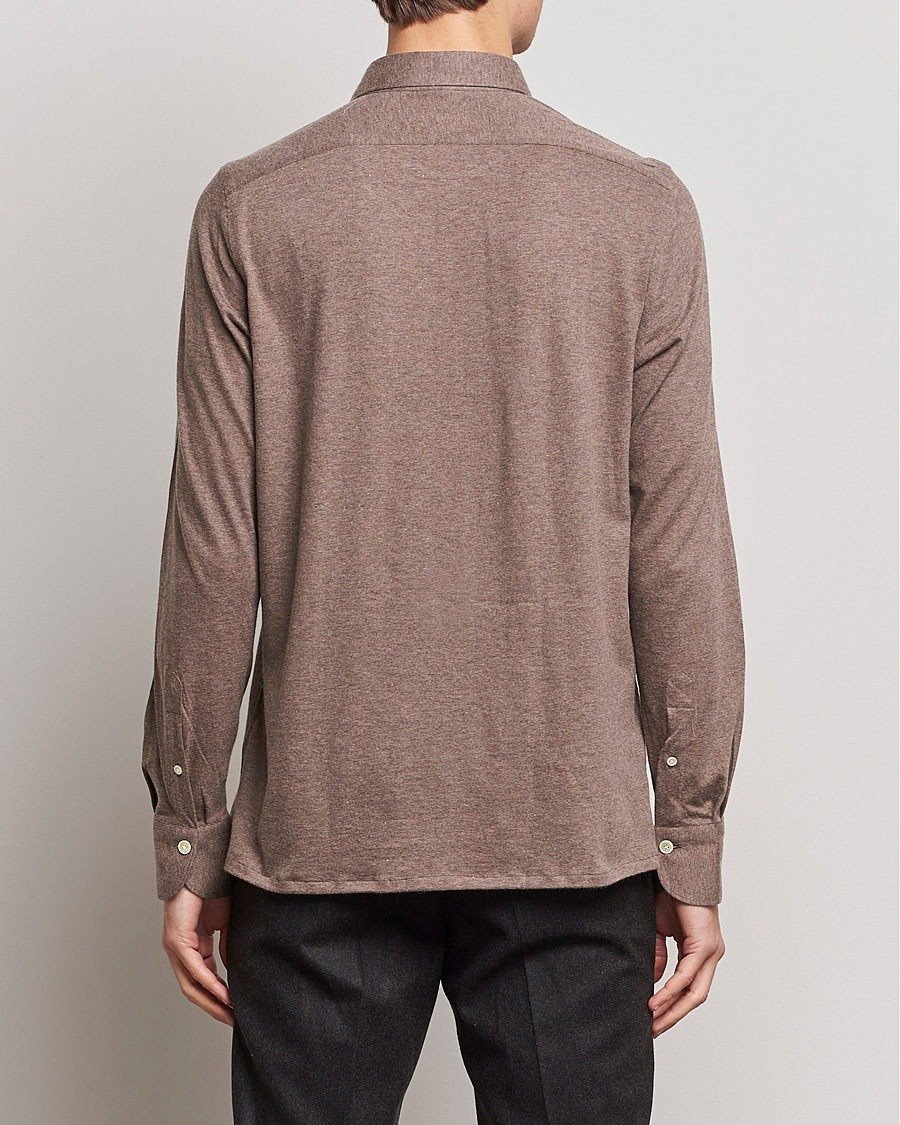 Herre | Gensere | Finamore Napoli | Orlando Cashmere Blend Long Sleeve Polo Brown