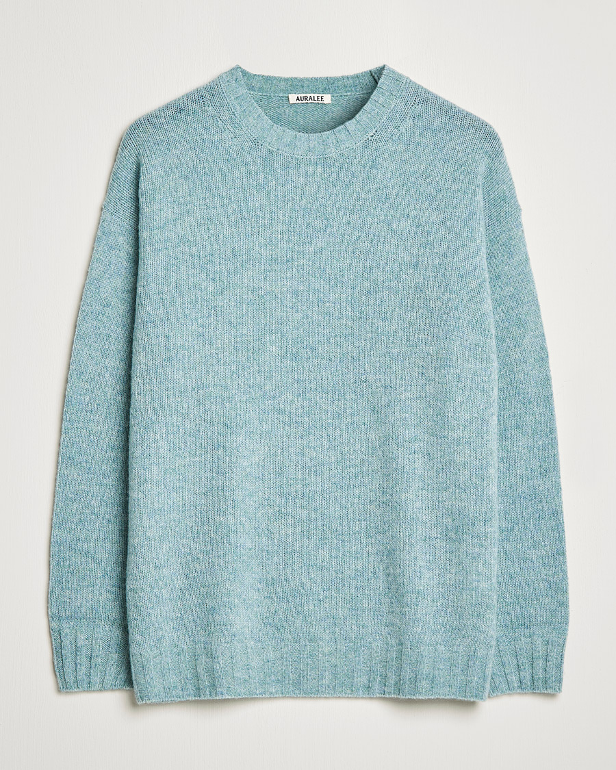 Herre | Nye varemerker | Auralee | Wool/Cashmere Crewneck Knit Top Blue Green