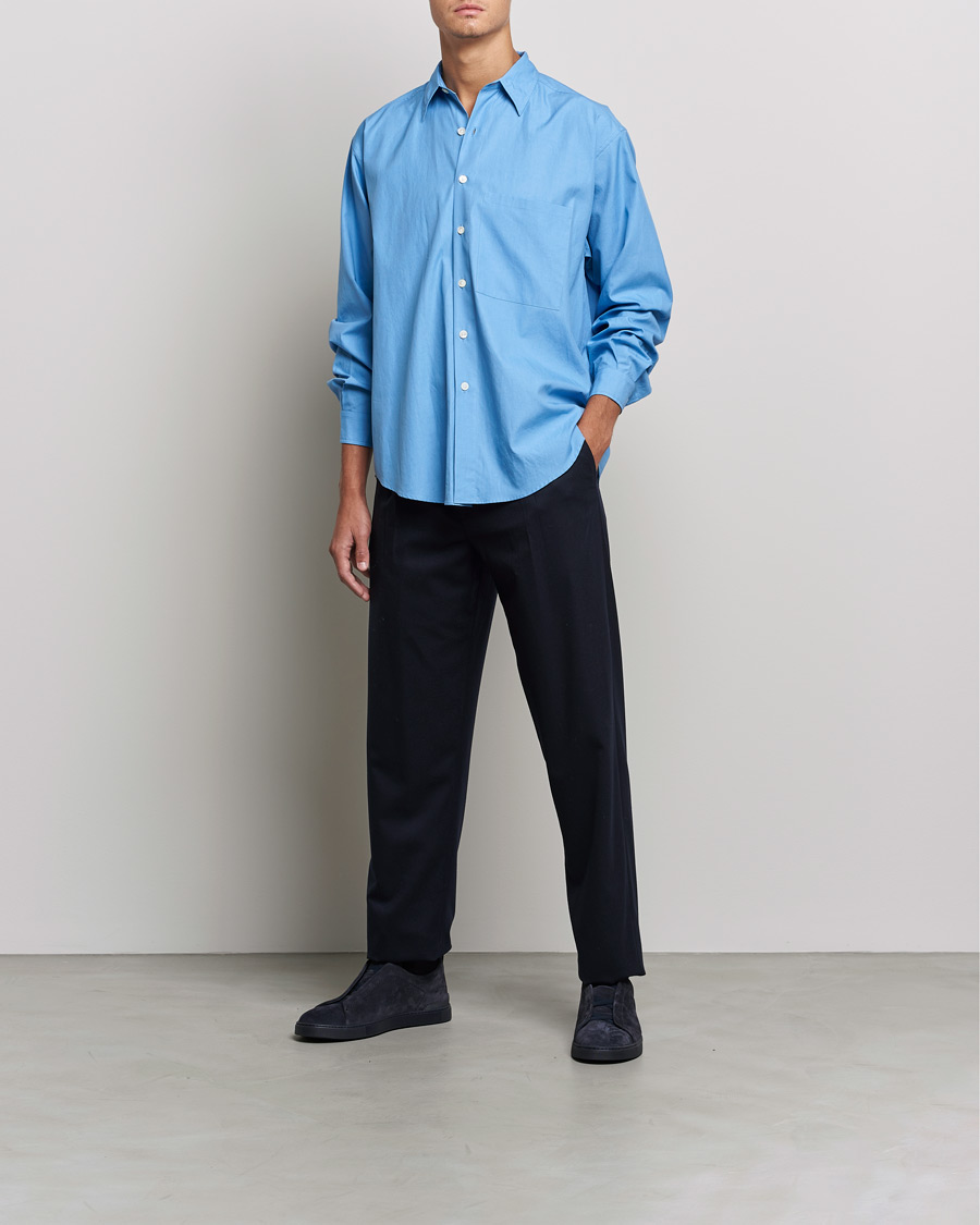 Herre | Skjorter | Auralee | Finx Twill Shirt Clear Blue