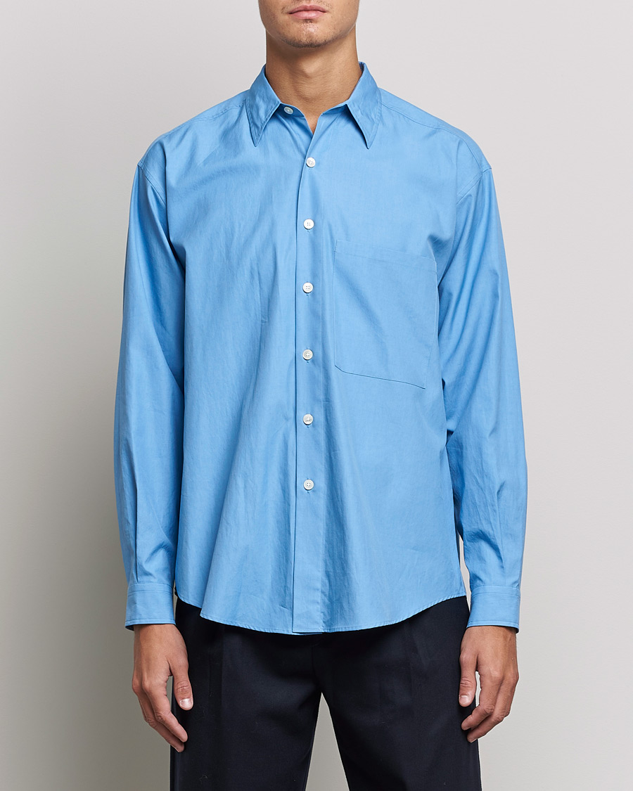 Herre | Skjorter | Auralee | Finx Twill Shirt Clear Blue