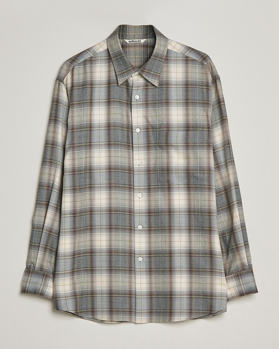 Herre | Skjorter | Auralee | Super Light Wool Shirt Brown Check