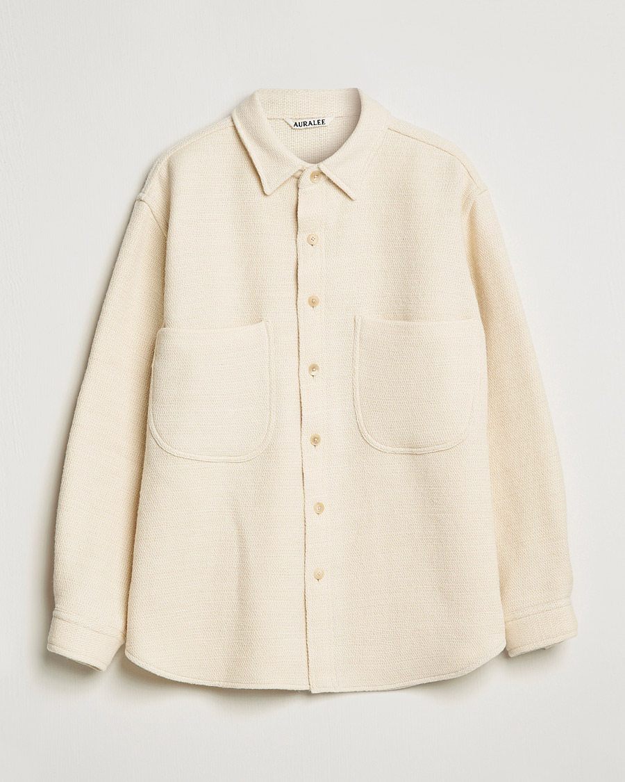 Herre | Skjorter | Auralee | Double Pocket Wool Overshirt Ivory