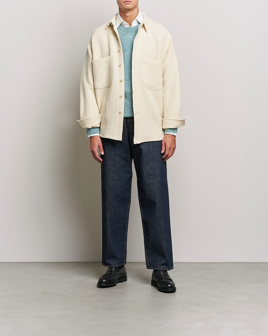 Herre | Skjorter | Auralee | Double Pocket Wool Overshirt Ivory