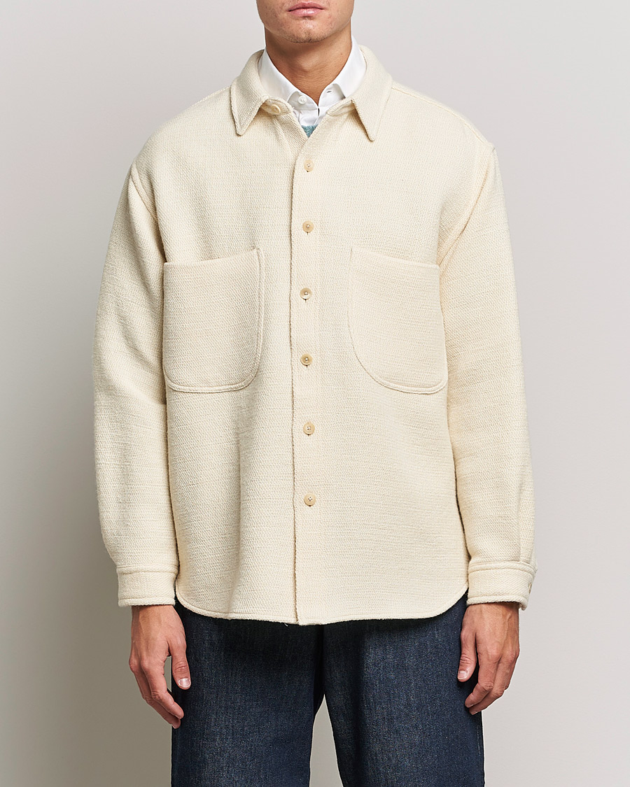 Herre | Skjorter | Auralee | Double Pocket Wool Overshirt Ivory