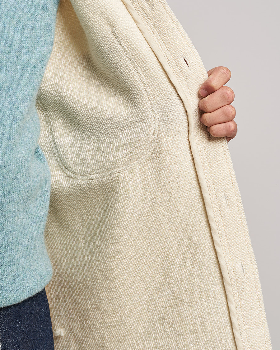 Herre | Skjorter | Auralee | Double Pocket Wool Overshirt Ivory