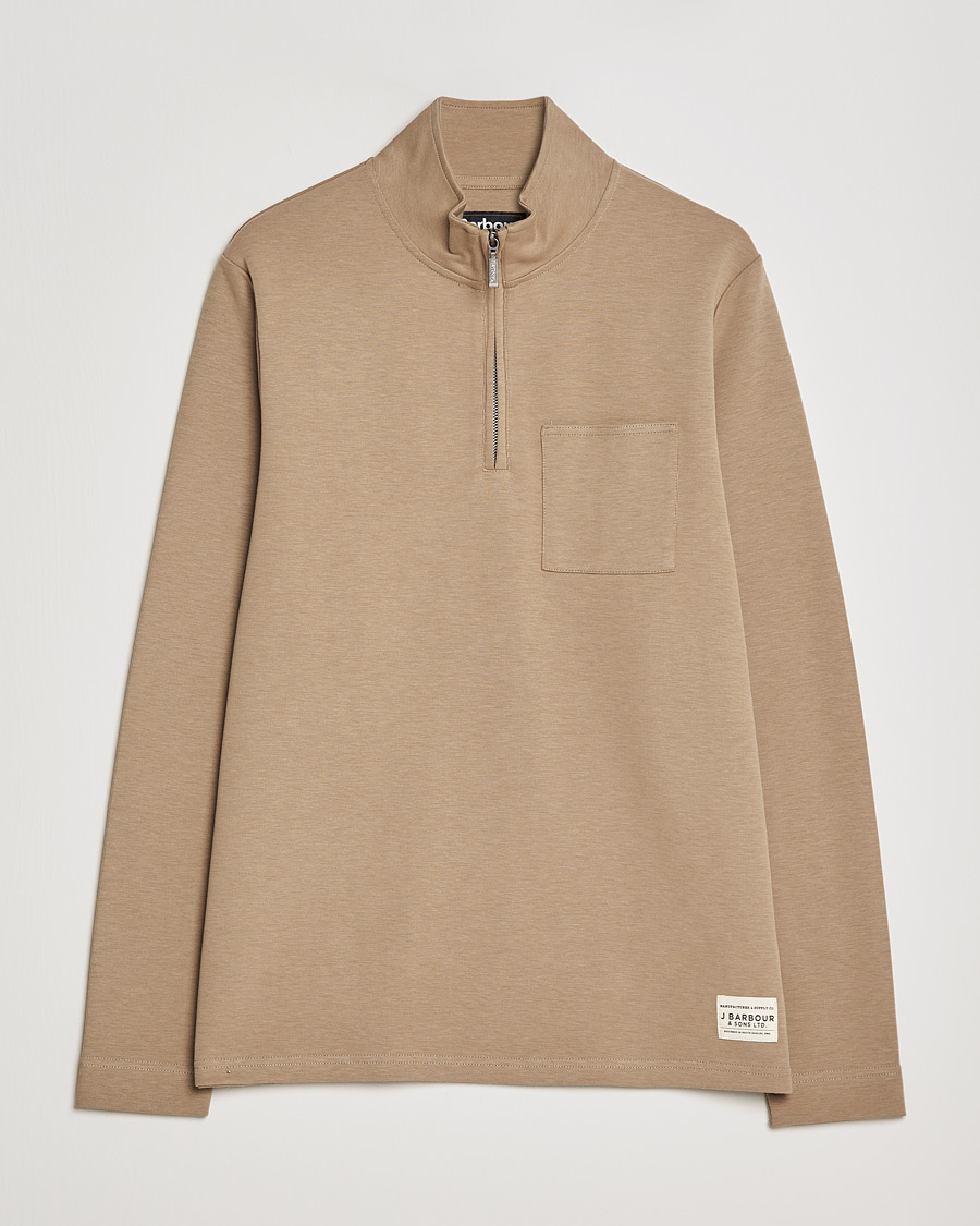 Herre | Gensere | Barbour Lifestyle | Broughton Cotton Half Zip Military Brown