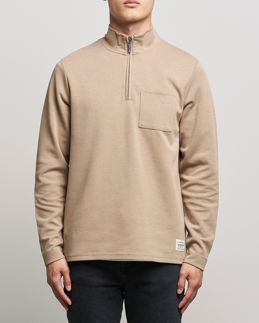 Herre | Gensere | Barbour Lifestyle | Broughton Cotton Half Zip Military Brown