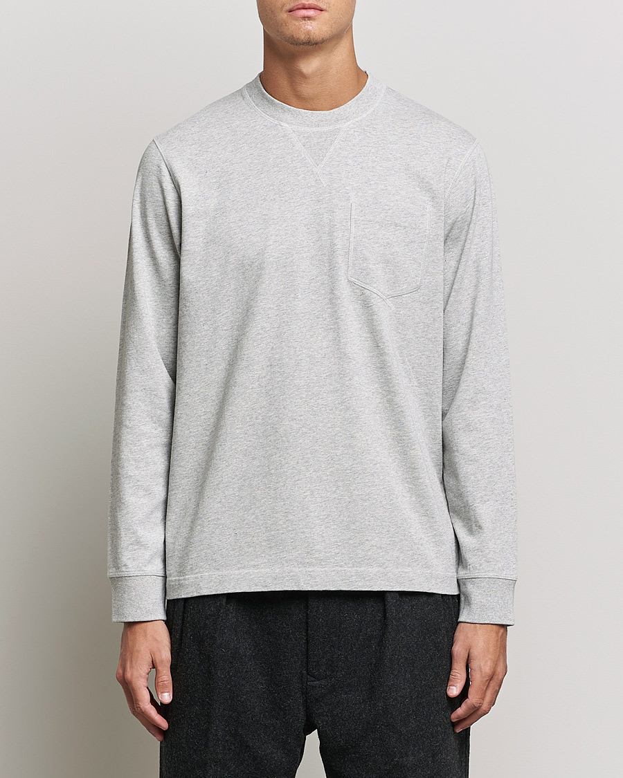 Herre | T-Shirts | Barbour White Label | Sheppey Long Sleeve Pocket Tee Grey Marl