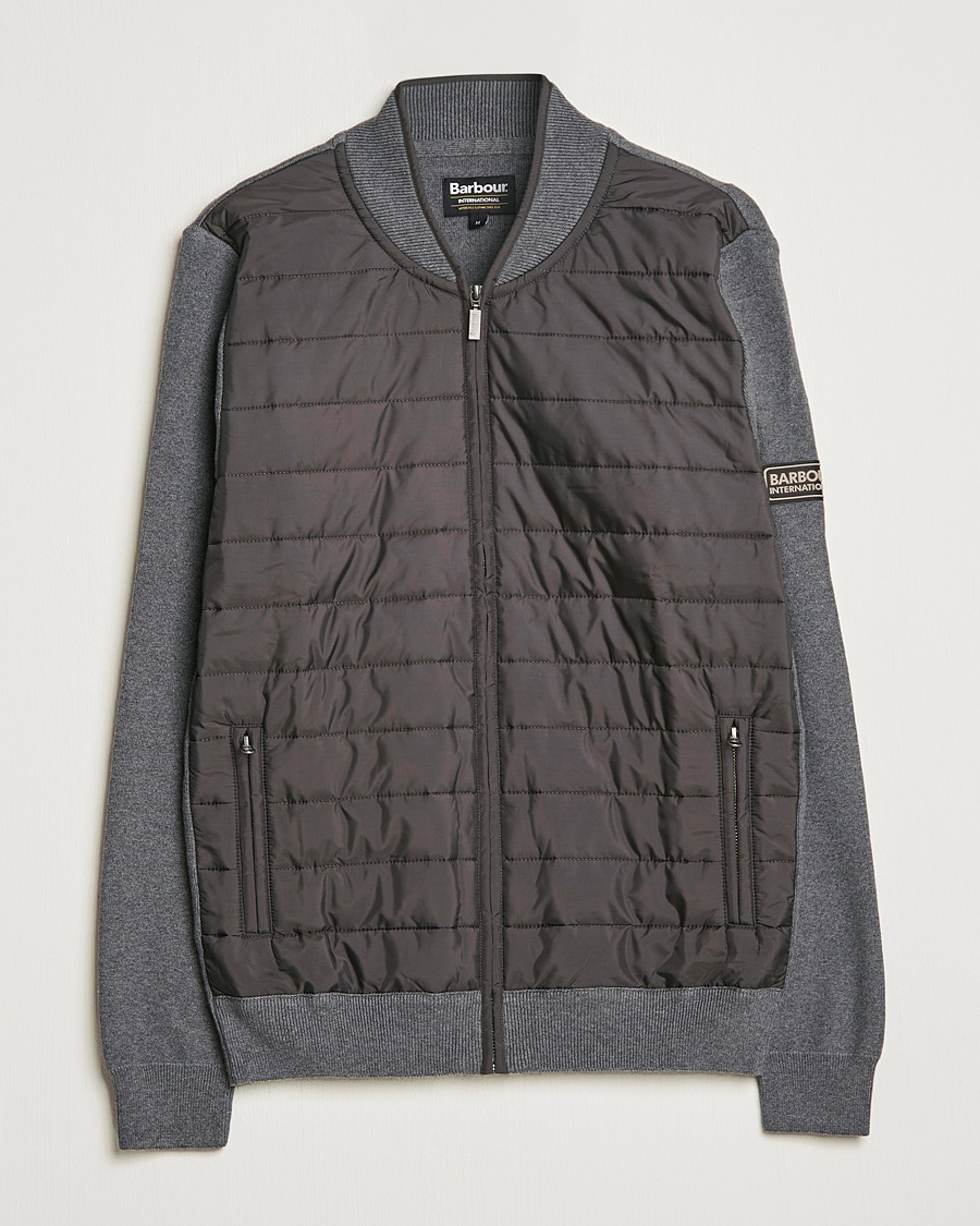 Herre | Gensere | Barbour International | Baffle Zip Through Sweater Storm Grey Marl