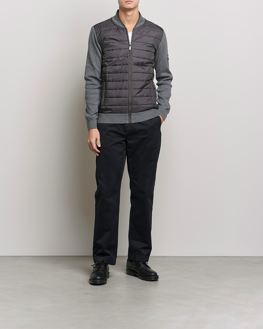 Herre | Gensere | Barbour International | Baffle Zip Through Sweater Storm Grey Marl