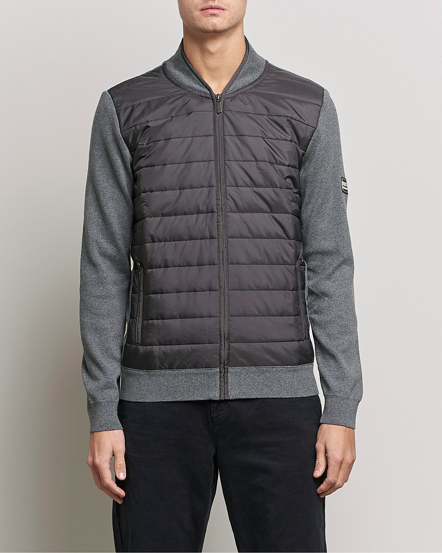 Herre | Gensere | Barbour International | Baffle Zip Through Sweater Storm Grey Marl