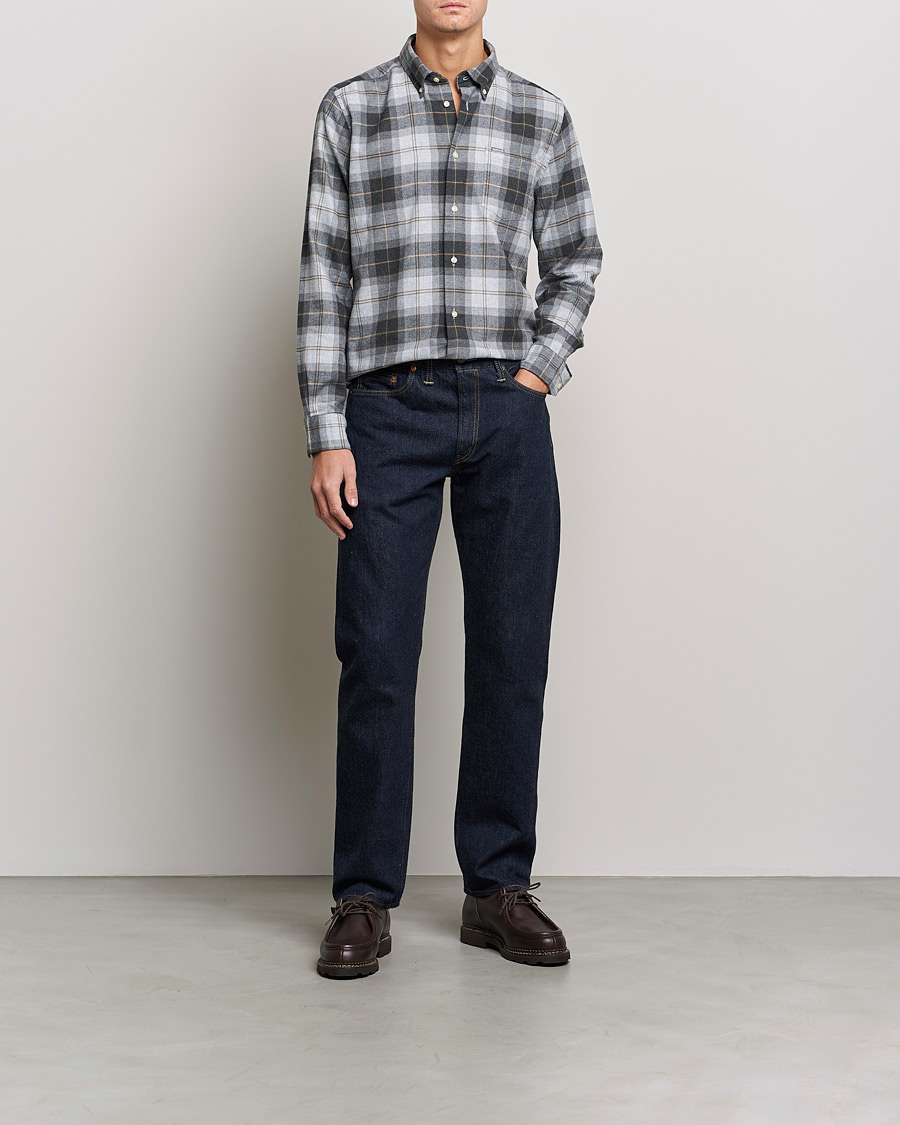 Herre | Skjorter | Barbour Lifestyle | Flannel Check Shirt Grey Stone