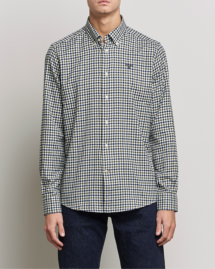 Herre | Casual | Barbour Lifestyle | Finkle Gingham Flannel Shirt Olive