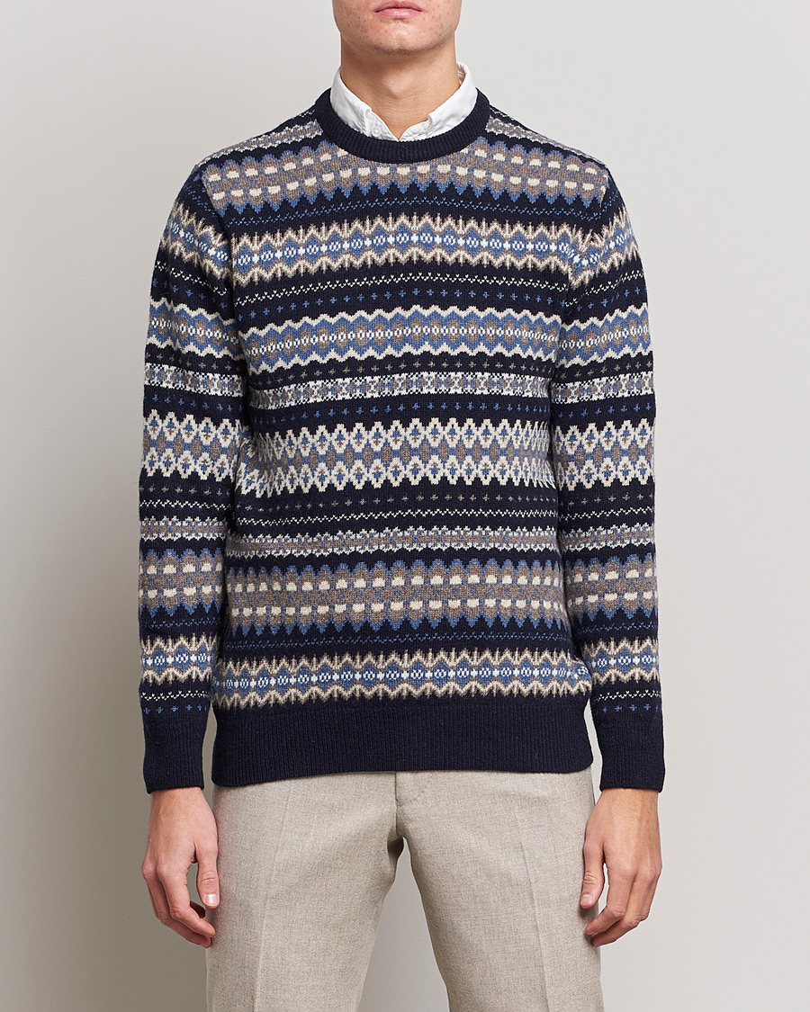 Herre | Strikkede gensere | Barbour Lifestyle | Case Fair Isle Crew Midnight