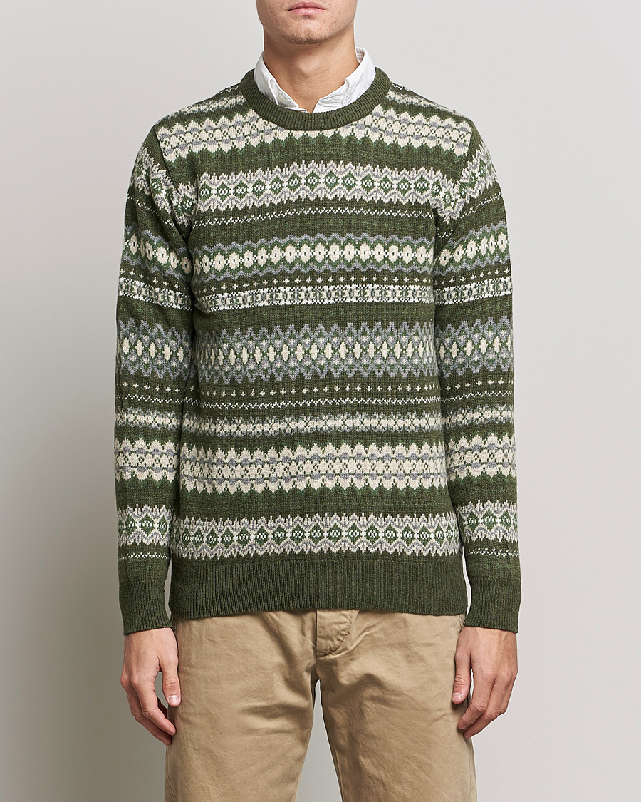 Herre | Strikkede gensere | Barbour Lifestyle | Case Fair Isle Crew Olive