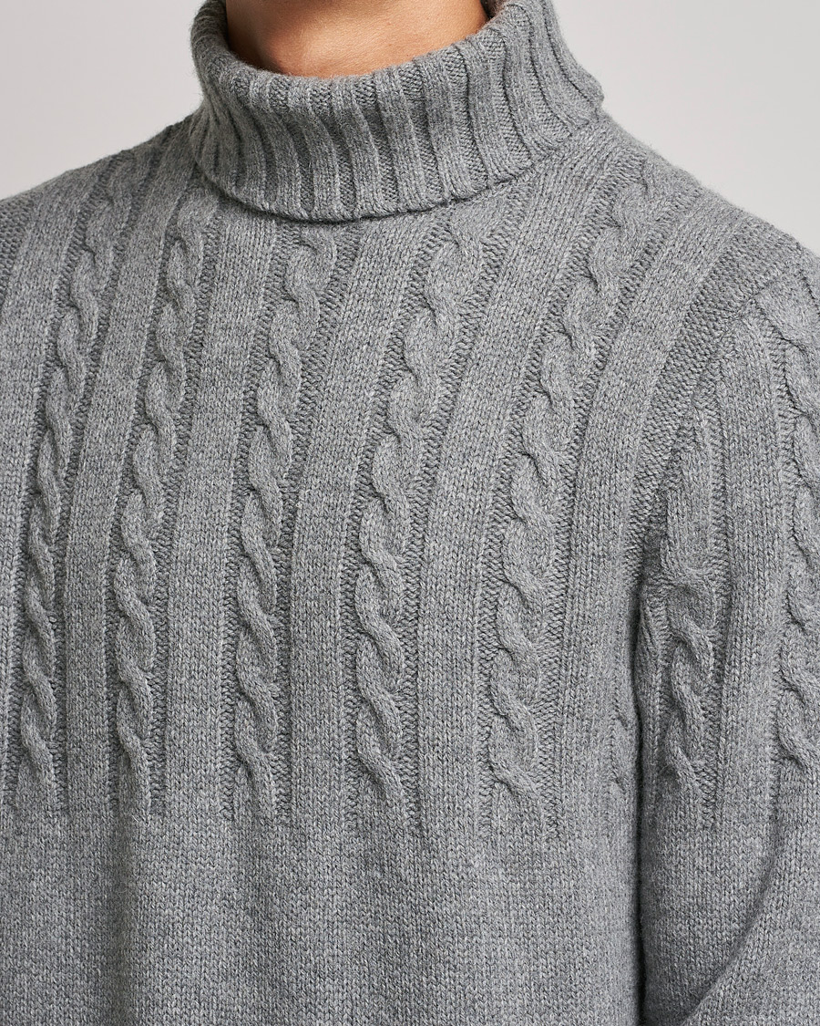 Herre | Gensere | Barbour Lifestyle | Duffle Cable Rollneck Grey Marl