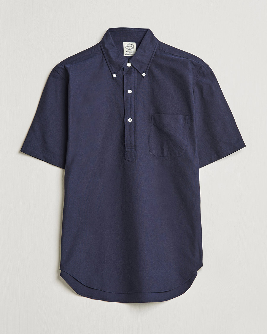 Herre |  | Kamakura Shirts | Vintage Ivy Short Sleeve Popover Shirt Navy