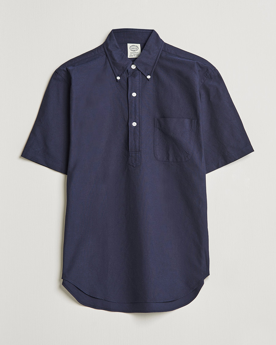 Herre | Skjorter | Kamakura Shirts | Vintage Ivy Short Sleeve Popover Shirt Navy