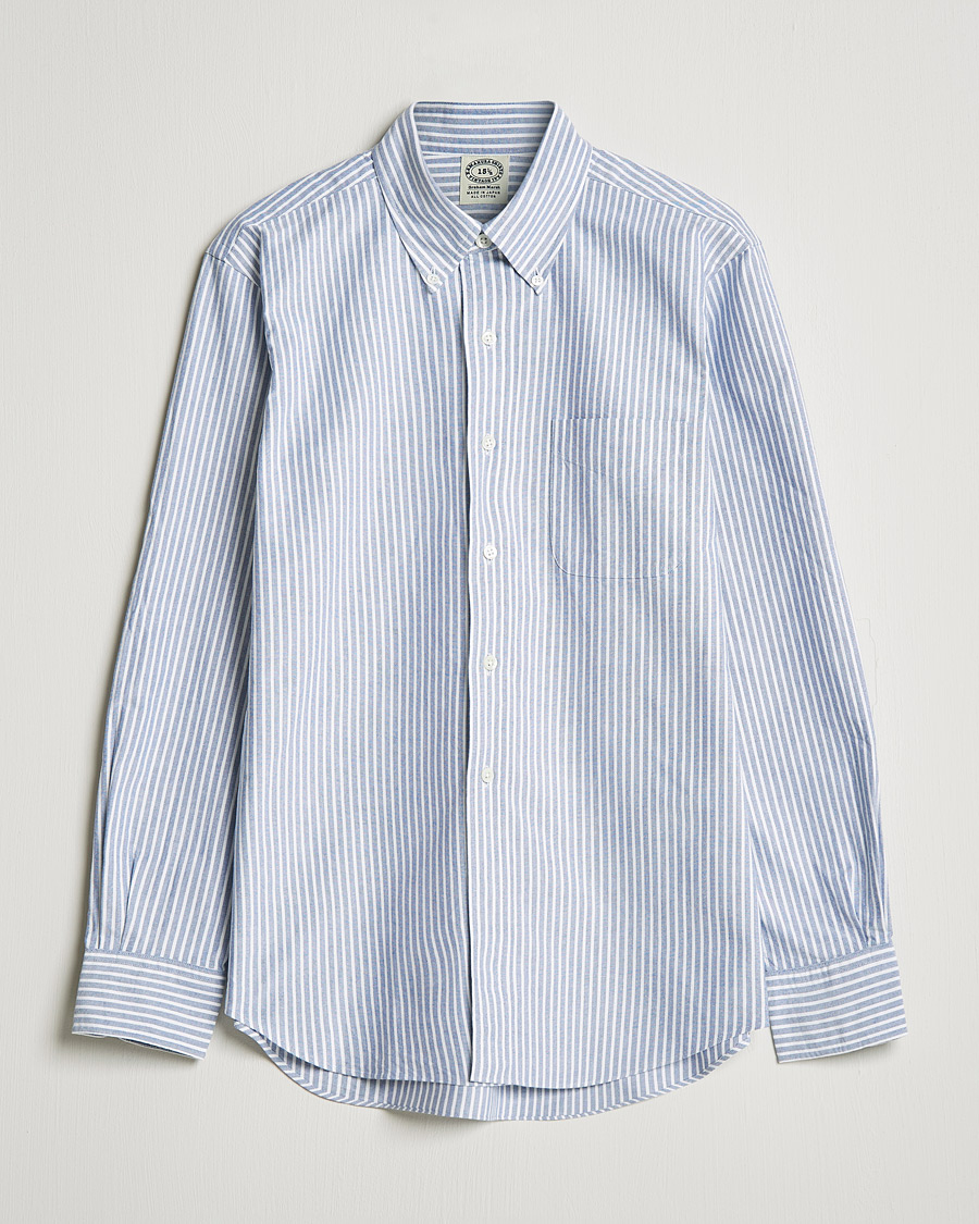 Herre | Skjorter | Kamakura Shirts | Vintage Ivy Striped Oxford BD Shirt Light Blue