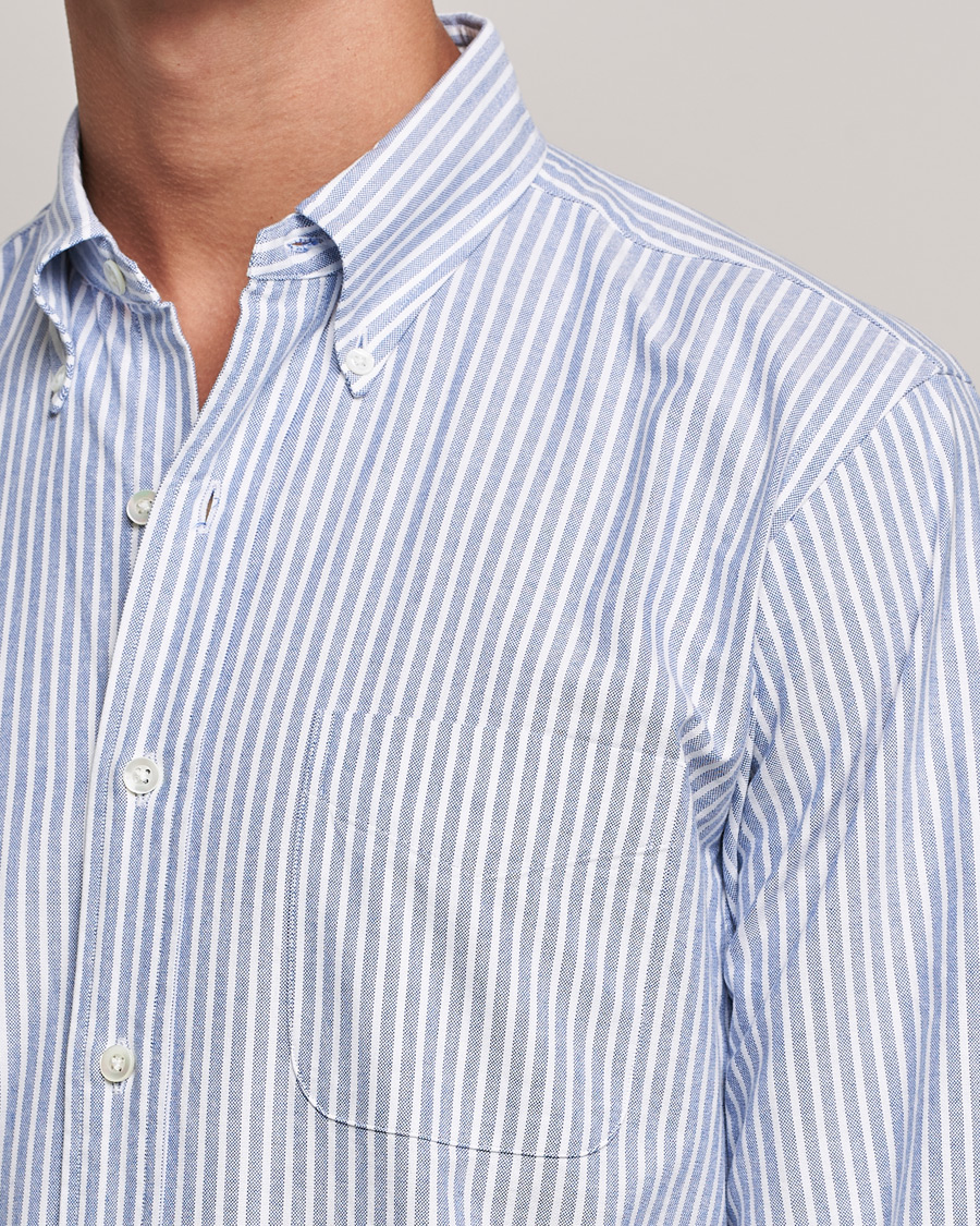 Herre | Skjorter | Kamakura Shirts | Vintage Ivy Striped Oxford BD Shirt Light Blue