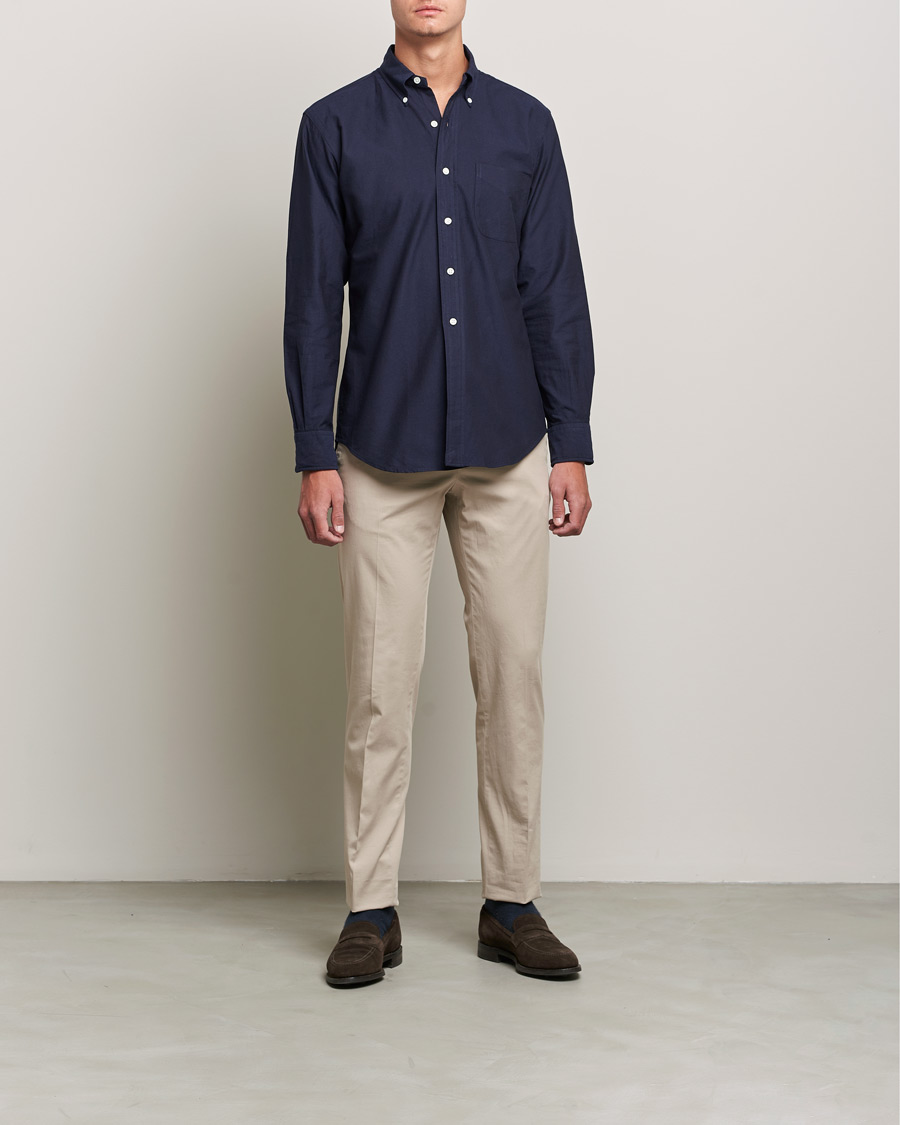 Herre | Skjorter | Kamakura Shirts | Vintage Ivy Oxford BD Shirt Navy
