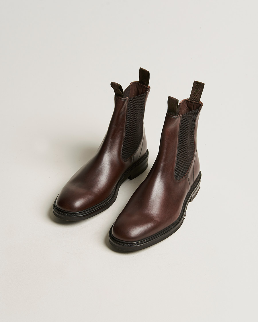 Herre |  | Loake 1880 | Dingley Waxed Leather Chelsea Boot Dark Brown