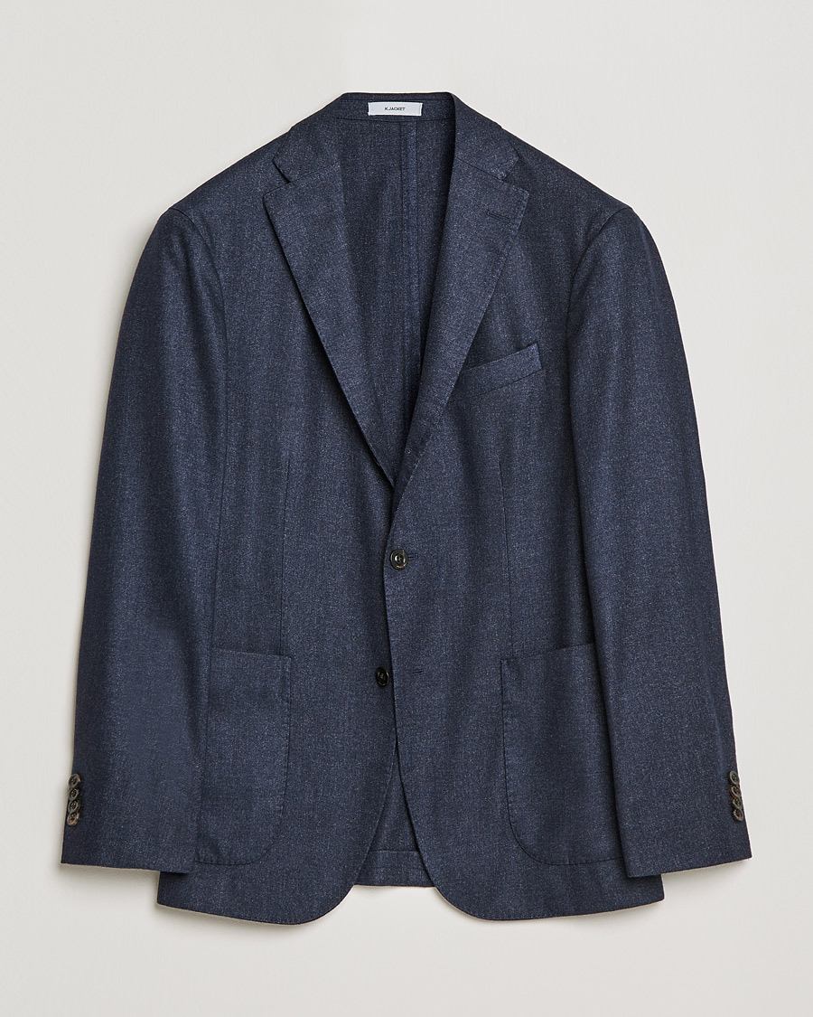 Herre | Ullblazer | Boglioli | K Jacket Dyed Flannel Blazer Dark Blue