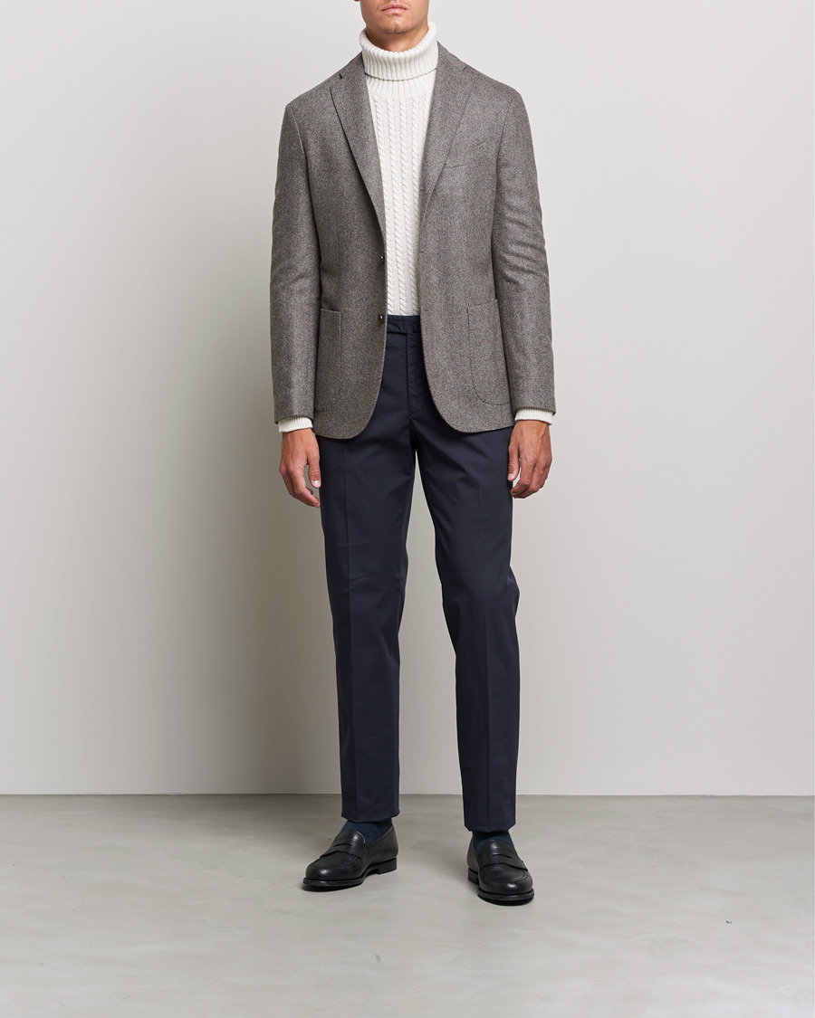 Herre | Italian Department | Boglioli | K Jacket Herringbone Wool Blazer Light Grey