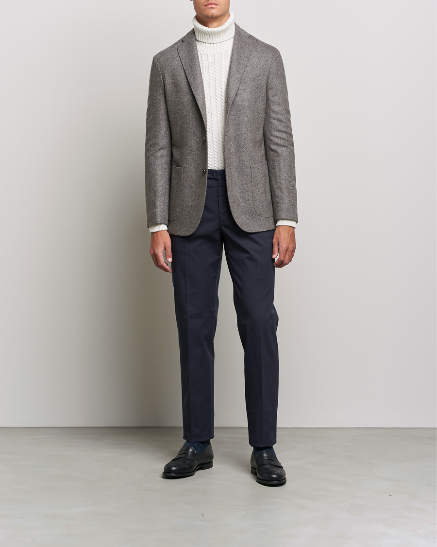 Herre | Dressjakker | Boglioli | K Jacket Herringbone Wool Blazer Light Grey